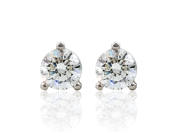 18 karat white gold solitaire diamond studs