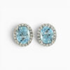 18ct White Gold Aquamarine and Diamond Halo Style Stud Earrings