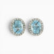 18ct White Gold Aquamarine and Diamond Halo Style Stud Earrings