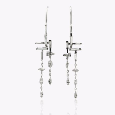 White Gold Diamond Earrings Drops