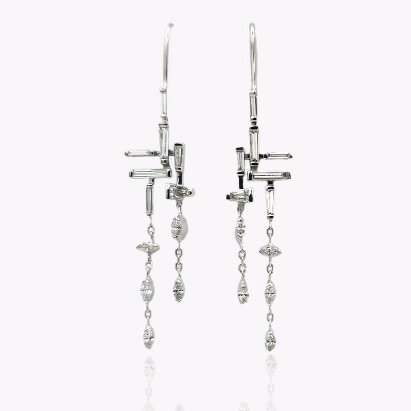 White Gold Diamond Earrings Drops