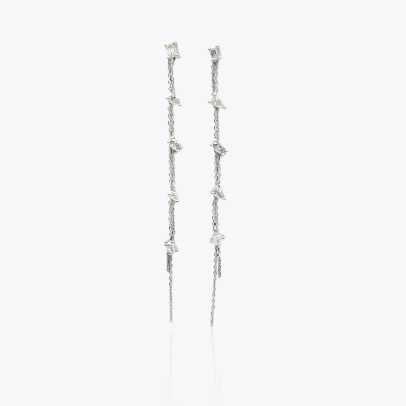 Diamond chain drop earrings