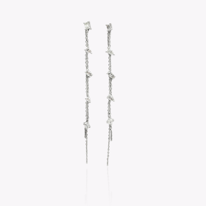 Diamond chain drop earrings