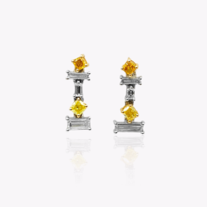 Yellow and White Diamond Earrings