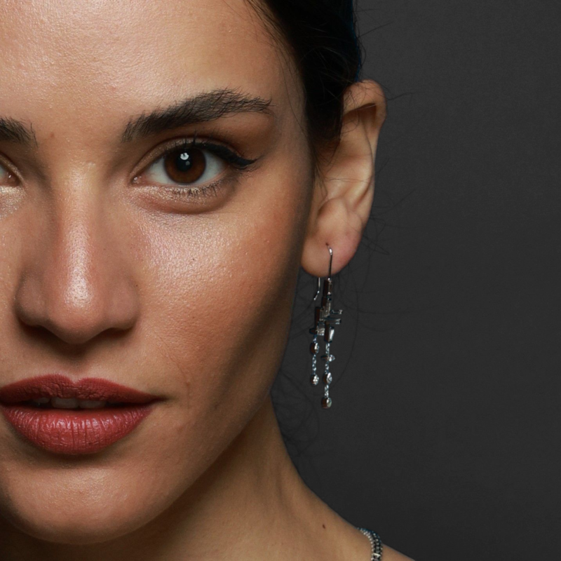 Cascade Earrings – 18ct white gold diamond drop earrings with fancy shaped diamonds