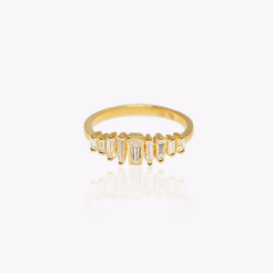 18ct Yellow Gold Baguette Nine Across Diamond Ring