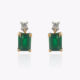 18ct Yellow Gold Emerald and Diamond Drop Earrings
