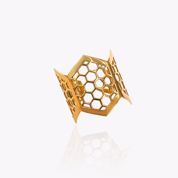 Yellow Gold Hexagonal Motif Ring