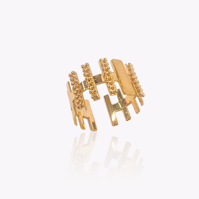 18ct Yellow Gold Wide Band Bar Ring