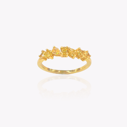 18ct Yellow Gold Fancy Yellow Cluster Diamond Ring