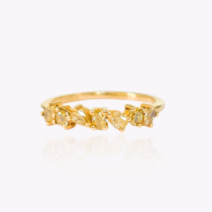 18ct Yellow Gold Fancy Yellow Cluster Diamond Ring