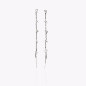 18ct White Gold Articulating Chain Drop Diamond Earrings