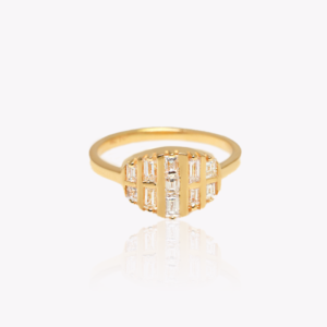 18ct Yellow Gold Baguette Cut Column Diamond Ring