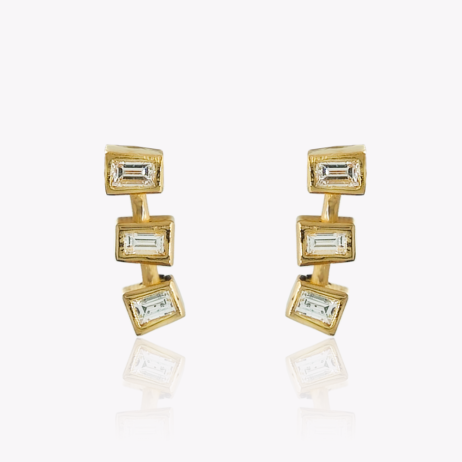 Baguette drop diamond earrings