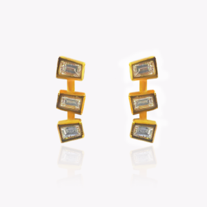 18ct Yellow Gold Baguette Drop Diamond Earrings