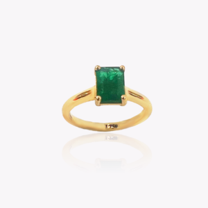 18ct Yellow Gold Solitaire Emerald Ring