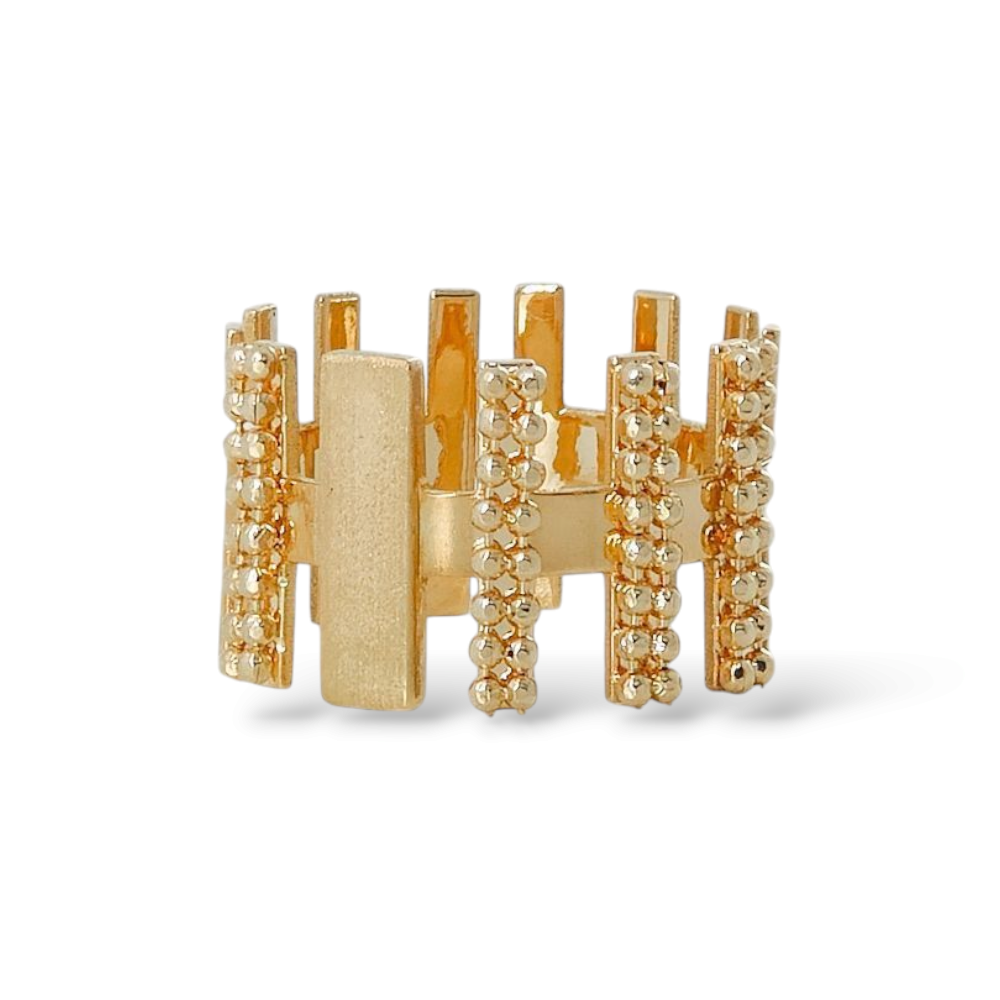 18ct Yellow Gold Wide Band Bar Ring