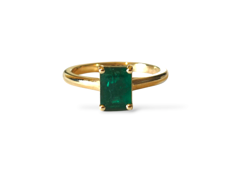 18ct Yellow Gold Solitaire Emerald Ring