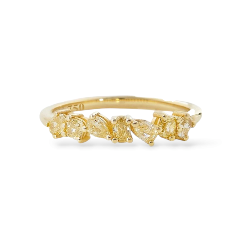 18ct Yellow Gold Angled Asymmetria Yellow Diamond Ring