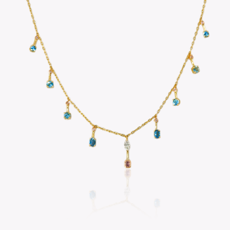 Pink Diamond and Aquamarine Necklace