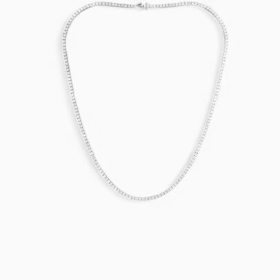Serata 18ct white gold diamond tennis necklace with continuous round brilliant diamonds