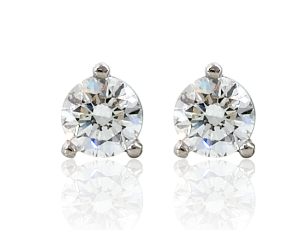 18 karat white gold 0.70ct each diamond studs