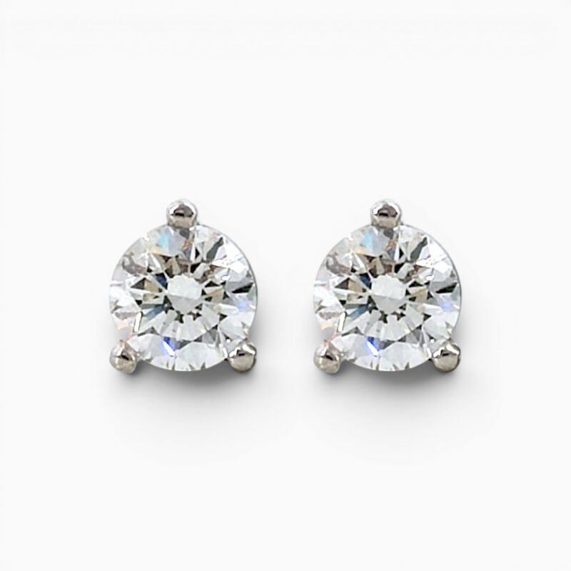 18 karat white gold 0.70ct each diamond studs