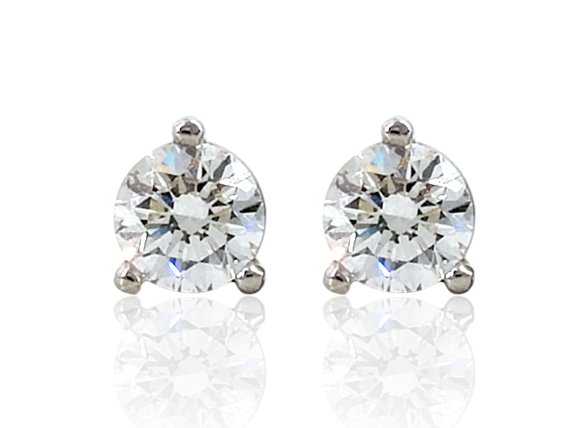 18 karat white gold 0.70ct each diamond studs