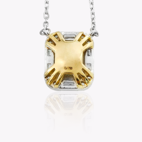 Aquamarine and diamond pendant 18 karat yellow gold