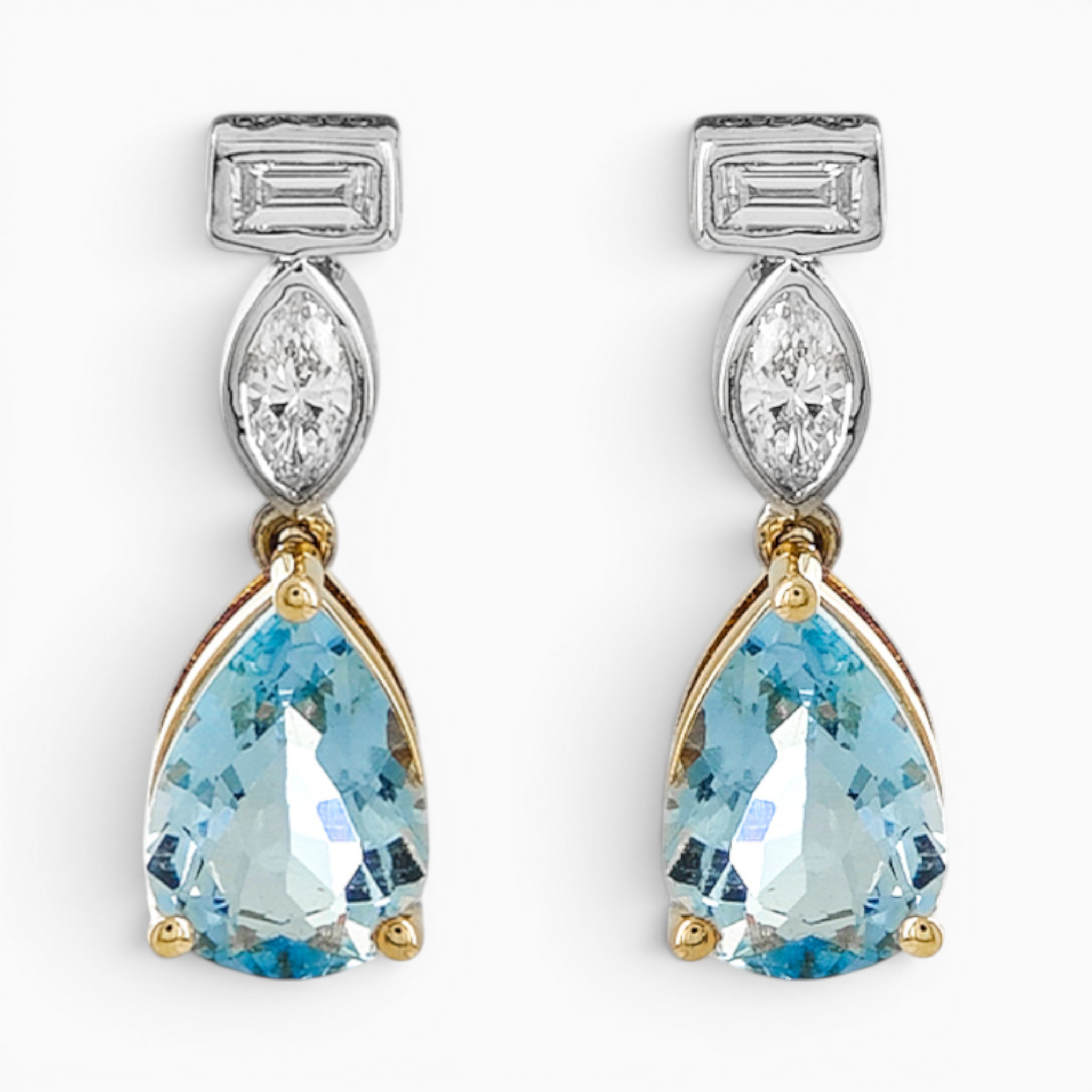 Aquamarine and diamond drop earrings