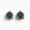 Yellow Gold aquamarine three claw studs