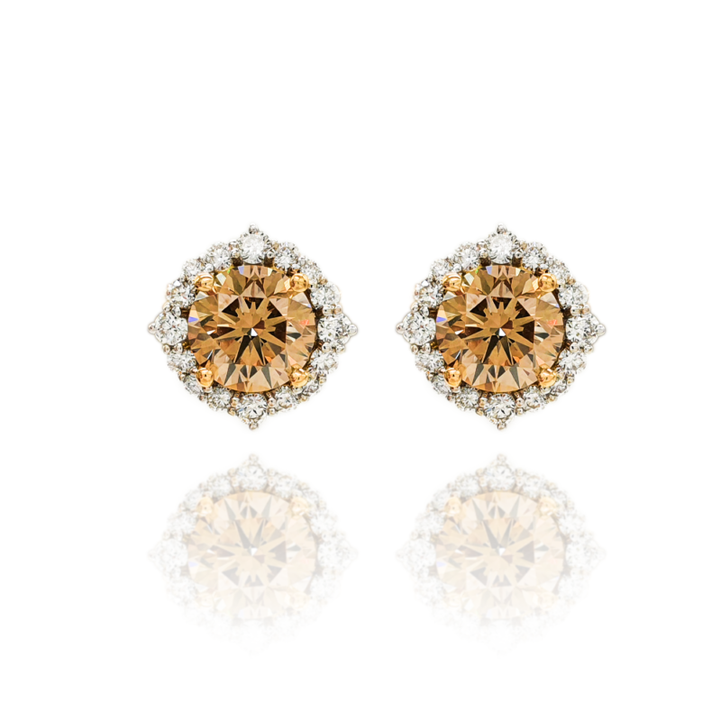 Champagne diamond cluster earrings or studs