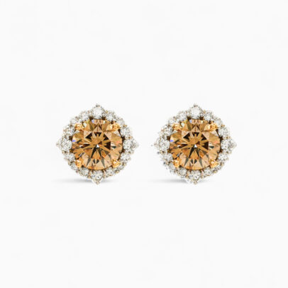 Champagne diamond cluster earrings or studs