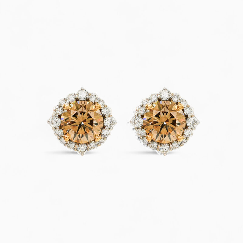 Champagne diamond cluster earrings or studs
