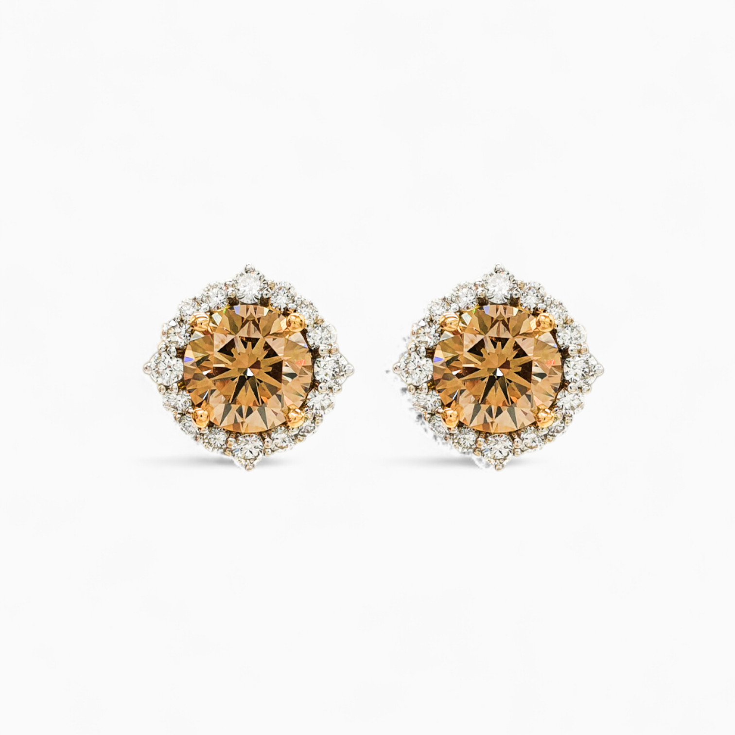 Champagne diamond cluster earrings or studs