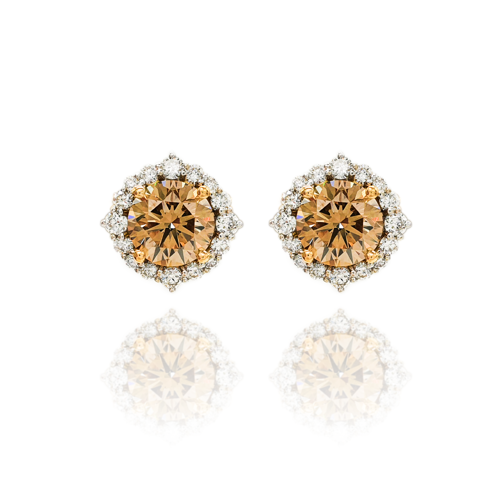 Champagne diamond cluster earrings or studs