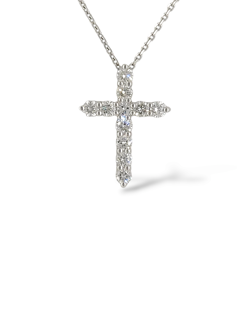 18ct white gold diamond cross