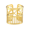 18ct Yellow Gold Square and Column Wide Ring