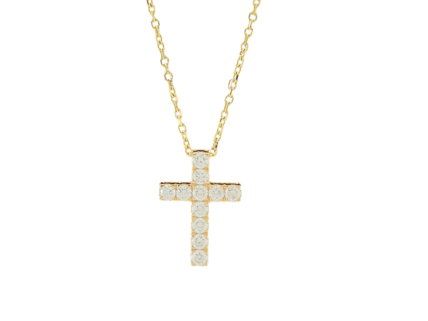 Luz Medium Diamond Cross Yellow Gold