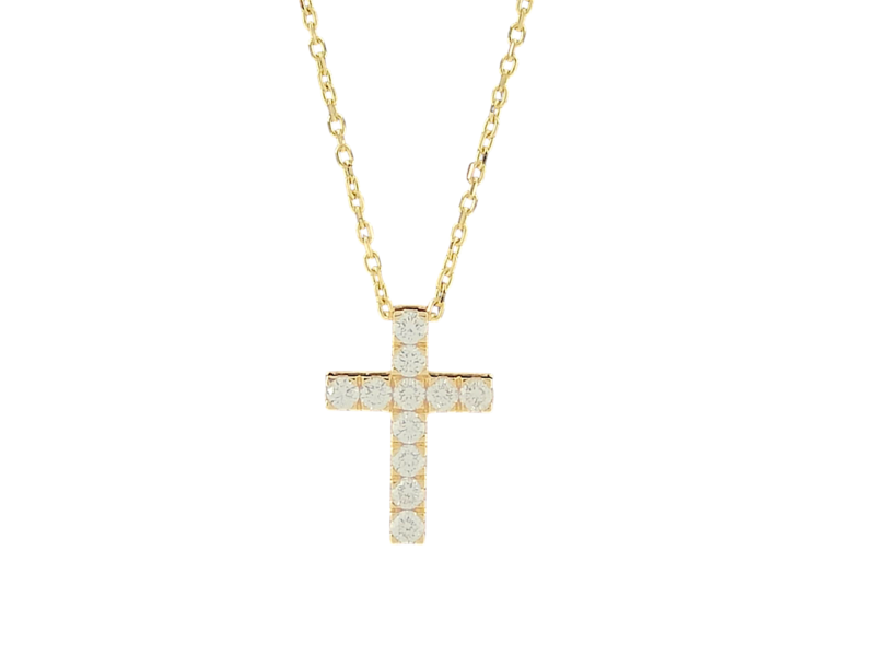 Luz Medium Diamond Cross Yellow Gold