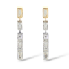 Baguette, Princess and Round Brilliant cut diamond drop earrings