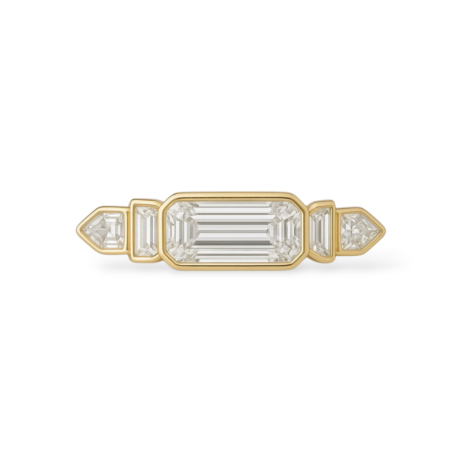 Emerald Cut Diamond Ring Long Geometric
