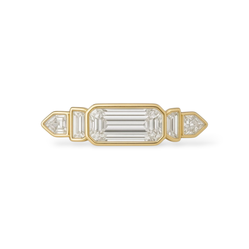 Emerald Cut Diamond Ring Long Geometric