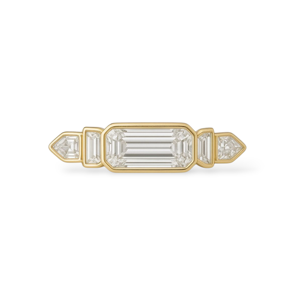 Emerald Cut Diamond Ring Long Geometric
