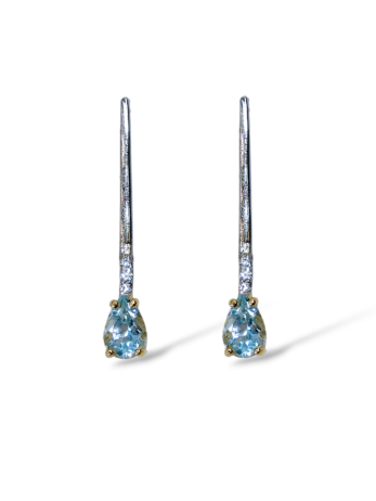 18ct Yellow and White Gold Aquamarine and Diamond Earrings