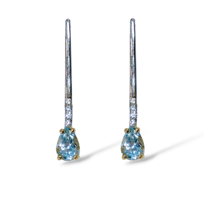 18ct Yellow and White Gold Aquamarine and Diamond Earrings