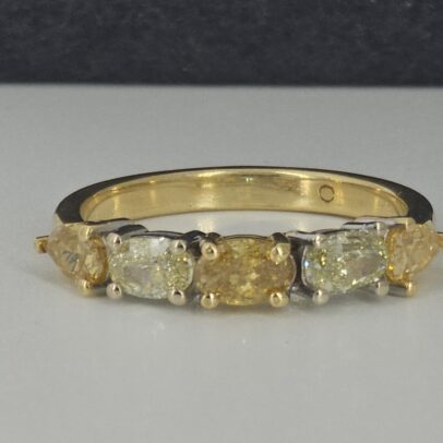 18K Yellow & White Gold Five Across Diamond Ring