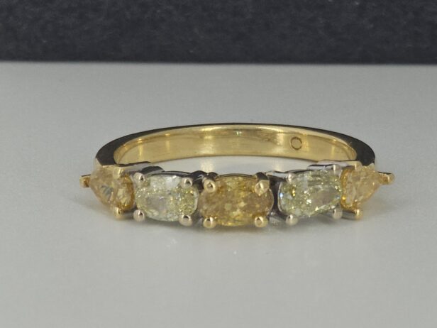 18K Yellow & White Gold Five Across Diamond Ring