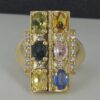 18ct Yellow Gold Sapphire & Diamond Panel Ring
