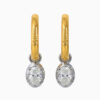 18ct Yellow Gold Solid Hoops and White Gold Oval Diamond Enhancers